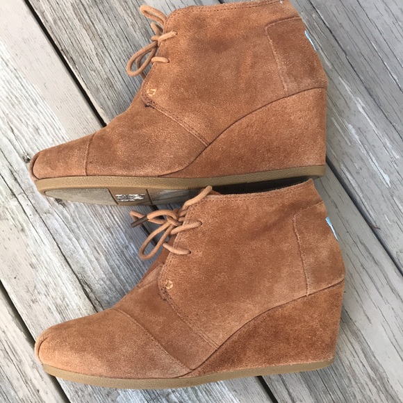 Toms ankle booties wedge with plaid lining size 7 - Picture 5 of 6